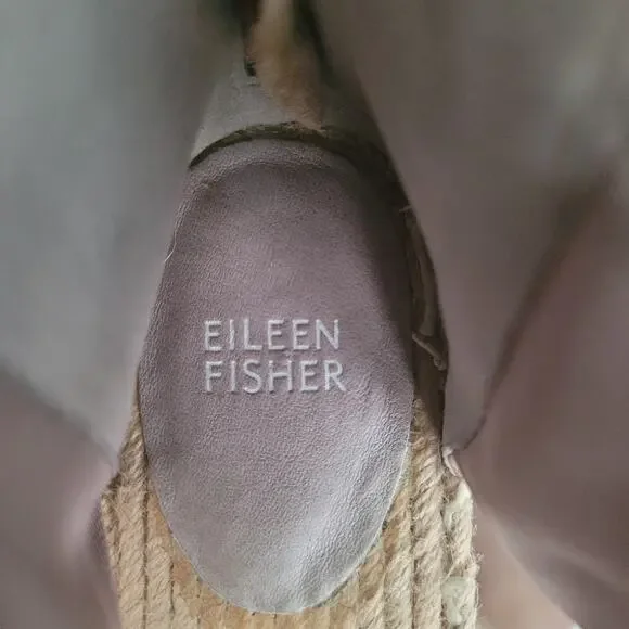 Eileen Fisher Coy Leather Closed-Toe Espadrille Flat in Beige Pewter, Size 9.5 - Picture 12 of 12